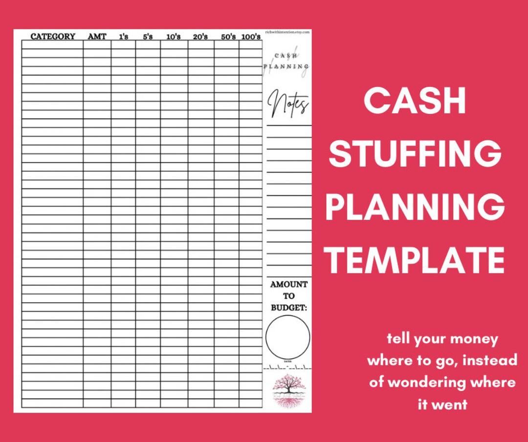 Cash Stuffing Planner Bank Withdrawal Planner Bill Count Money