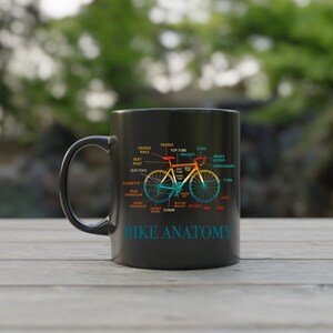 Bike Anatomy Black Mug, Gift for Cyclist, Cyclist Gift ideas, Bicycle Mug, Cyclist coffee mug, Bicycle Lover, Mountain Biker Gift, Bike Mug
