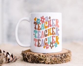 Teacher Groovy Ceramic Mug, Teacher Appreciation, Gift For Teacher, Gift from Student,Teacher Gift Ideas, Back To School, Cute Teacher Mug