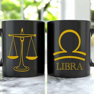 Libra 11oz Black Mug, Zodiac Sign, Astrology Gift, Libra Birthday Gift, Star Sign, Horoscope Gift, Astrology Sign, Witchy Mug, Libra art mug