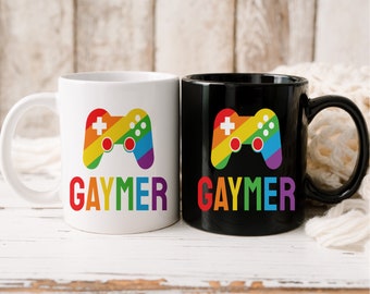 Gaymer Ceramic Mug, LGBTQ Mug, Gay Gift, Gay Pride Coffee Mug, Pride Mug, Rainbow Mug, Queer Gift,  LGBT Gift, Video Games, LGBTQ Gamer Gift