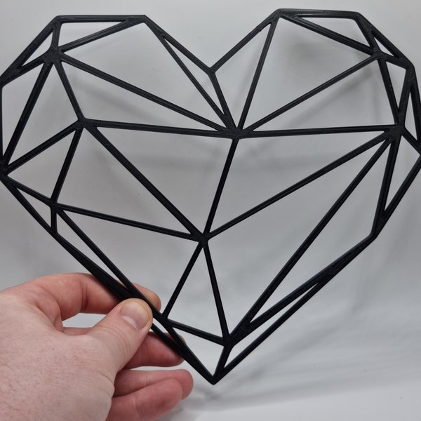 Geometric Heart, Wall Art Décor, Hanging Decoration, 3D Printed, Wall Décor, Wall Art Perfect Touch For Any Geometric Lover Minimalistic Art