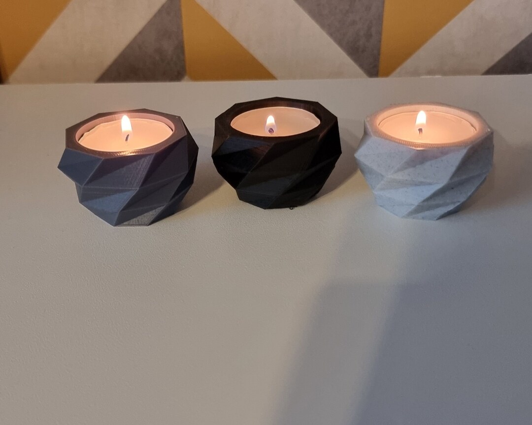 Geometric 3D Printed Tea Light Candle Holder Candle Holder Etsy