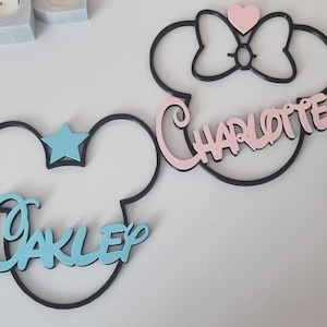 Disney Style Personalised Wall Art, Disney Style Sign, Minnie And Mickey Themed Wall Art, Personalised Wall Art, Wall Décor, Bedroom Sign
