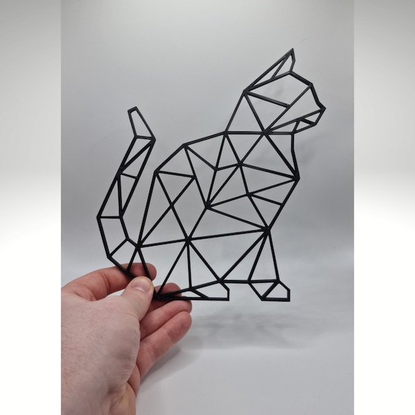 Geometric Cat, Animal Wall Art Décor, Hanging Decoration, 3D Printed, Wall Décor, Wall Art, Perfect Touch For Any Cat Lover Minimalistic Art