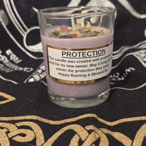 Protection Intention Candle with Herbs, Stones, Scent & Color. Customizable if/when requested.