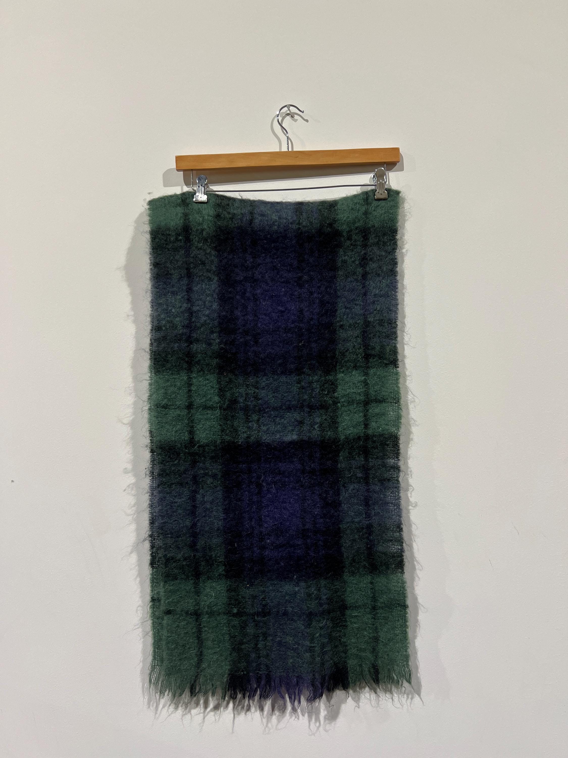 S*送様 YOKE 21aw MOHAIR BORDER LONG STOLE Vintage 60's St Michael Mohair Wool Shaggy Plaid Pattern Green