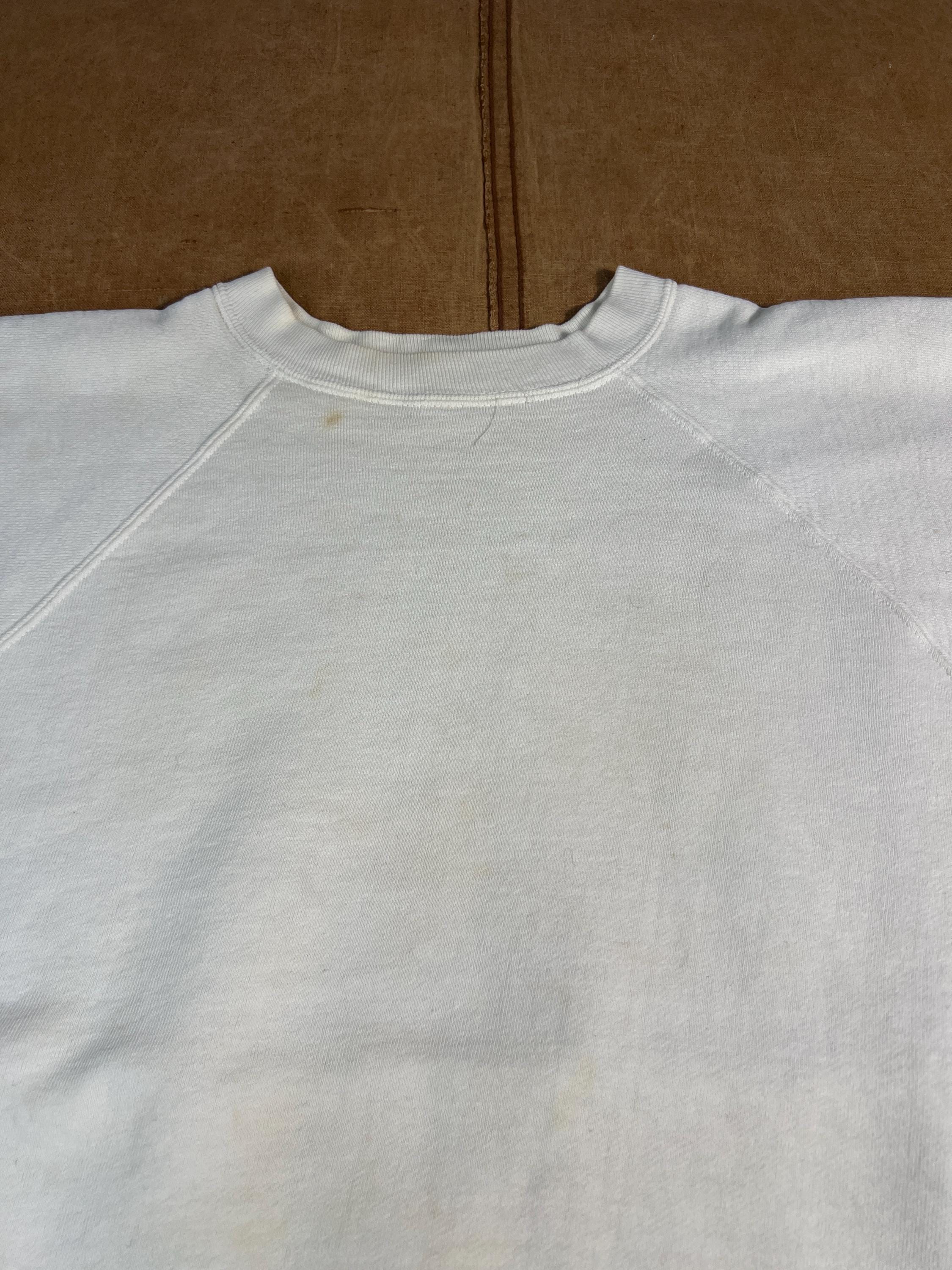 Vintage 50s Pennys Sweat Raglan Cotton Material Made in USA White