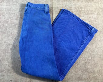 Vintage 70's JcPenney Bell Bottom Flare Wide Leg Flare Blue Pants Size 12 x 25