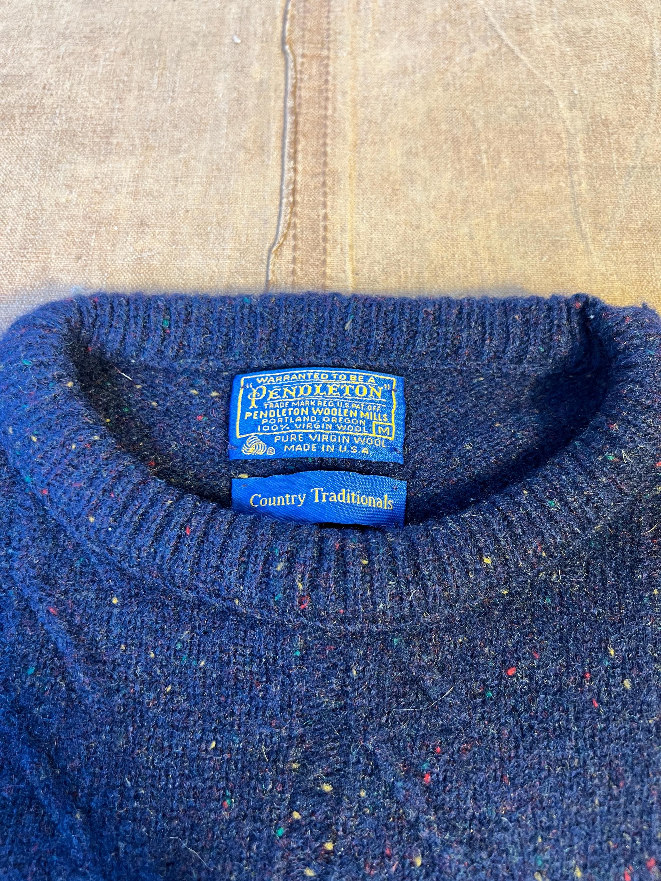 Vintage 70's 80's Pendleton Wool Cable Knit Ribbed Texture Basic