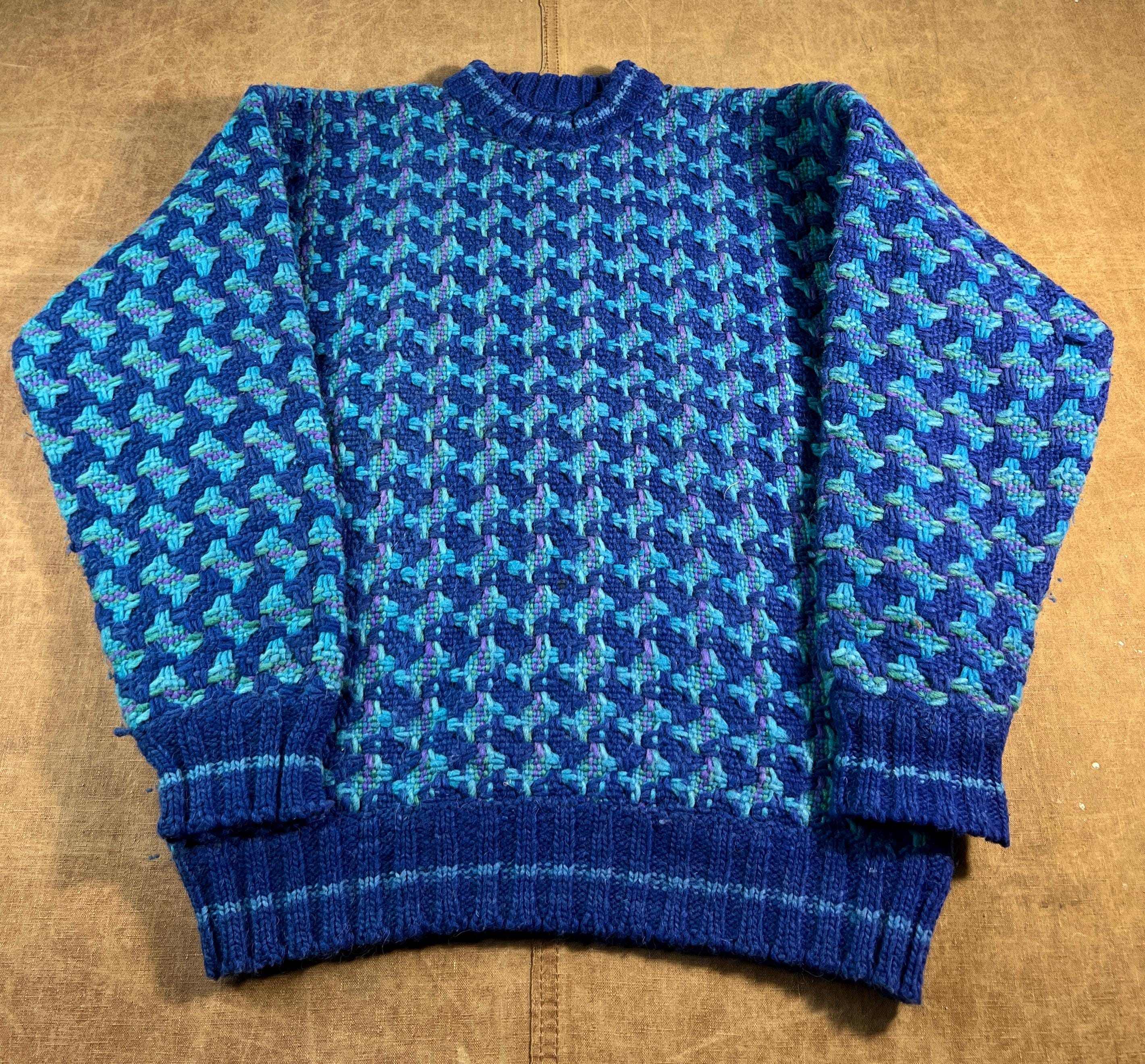 Ecuador Vintage Sweater - Knit 80s Etsy Pattern Blue in Made 