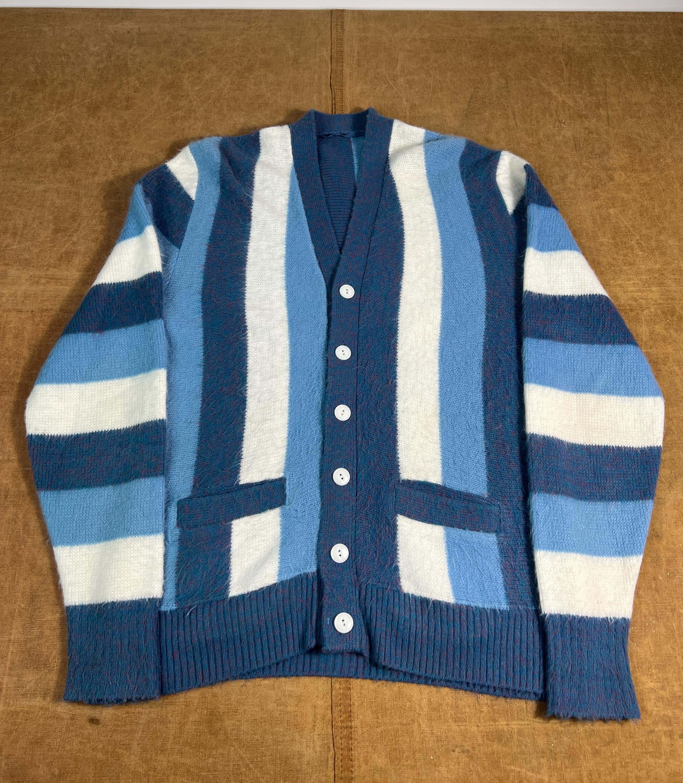 Vintage 60's Mohair Acrylic Striped Pattern Basic Essential