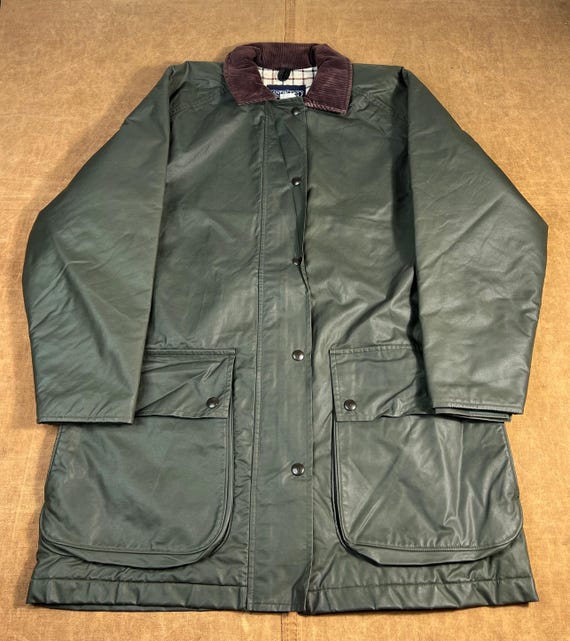 Vintage 80's 90's Lands End Cotton Rain Jacket Two Pocket Chore
