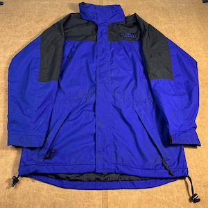 Vintage 90-tals The North Face fyrficksregnjacka lätt vindjacka lila dragkedja med huva, medium
