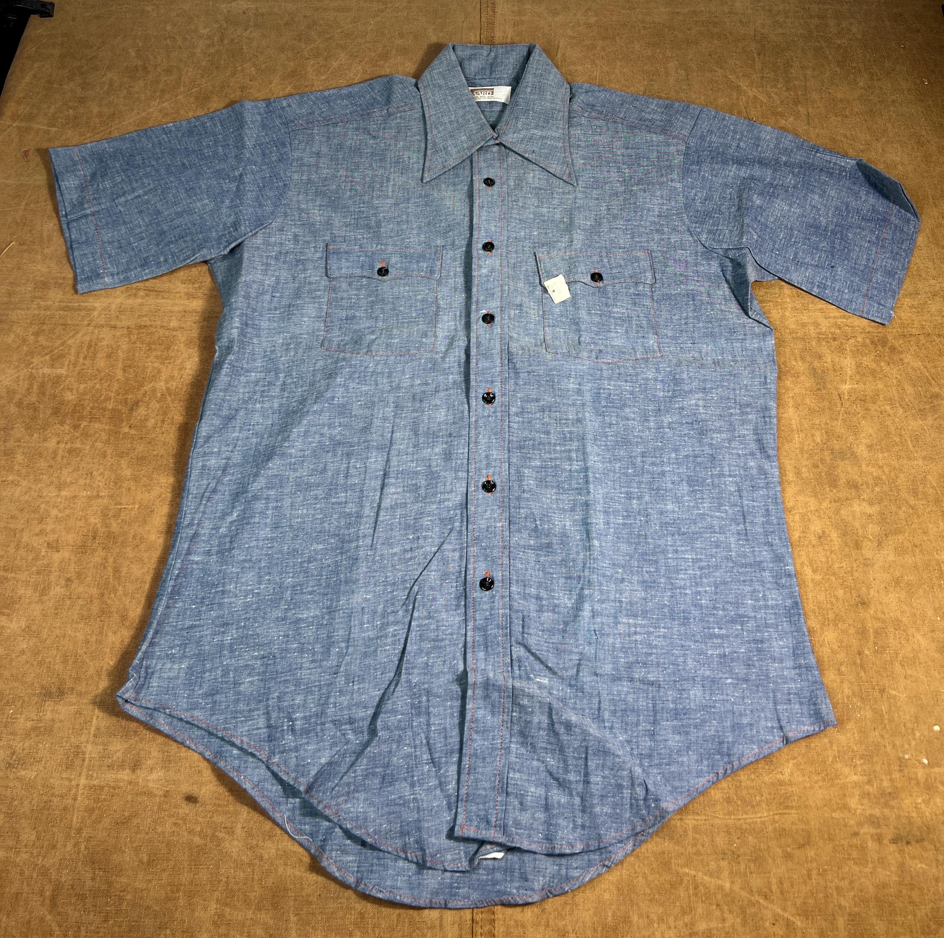 Vintage 60's 70's Montgomery Ward Dead Stock Chambray Denim Short