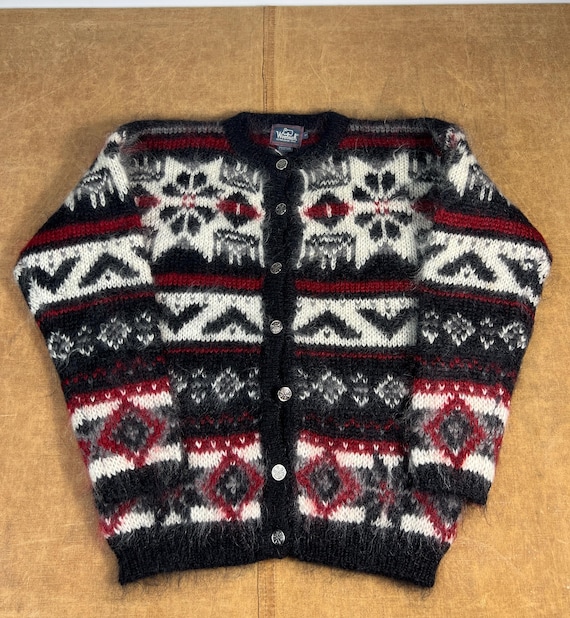 Vintage 80' 90's Woolrich Wool Nordic Scandinavian Cardigan Shaggy