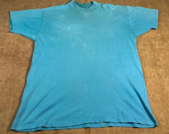 Vintage 60's Sun Faded Mock Neck Distressed Single Stitch Made in