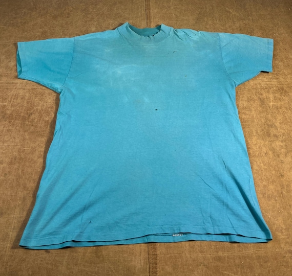 Vintage 60's Sun Faded Mock Neck Distressed Single Stitch Made in