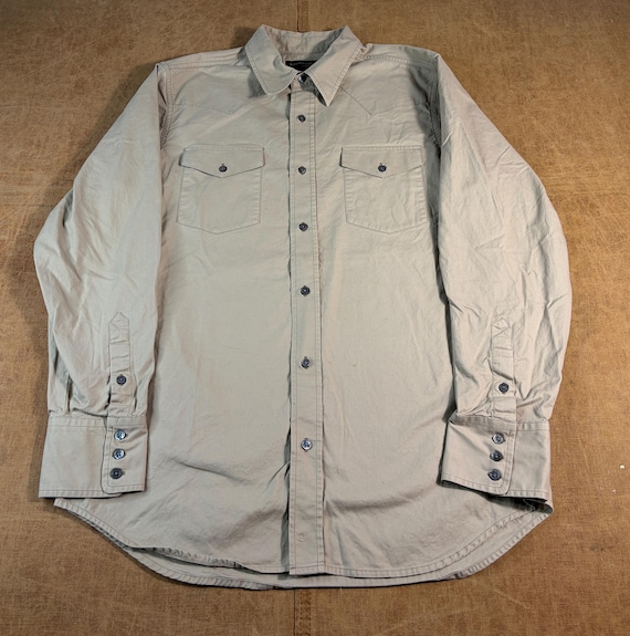 Banana Republic, Vintage Banana Republic Two Pocket Cotton Tan Button Up Shirt Large