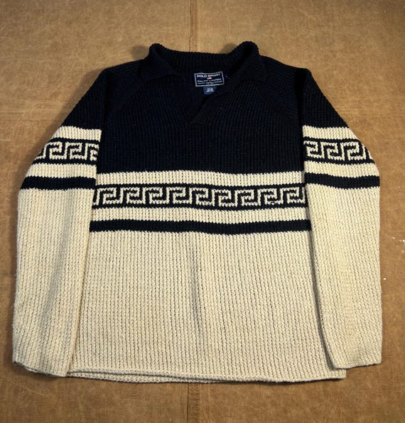 Vintage 90's Polo Ralph Lauren Polo Sport Abstract Pattern Ribbed