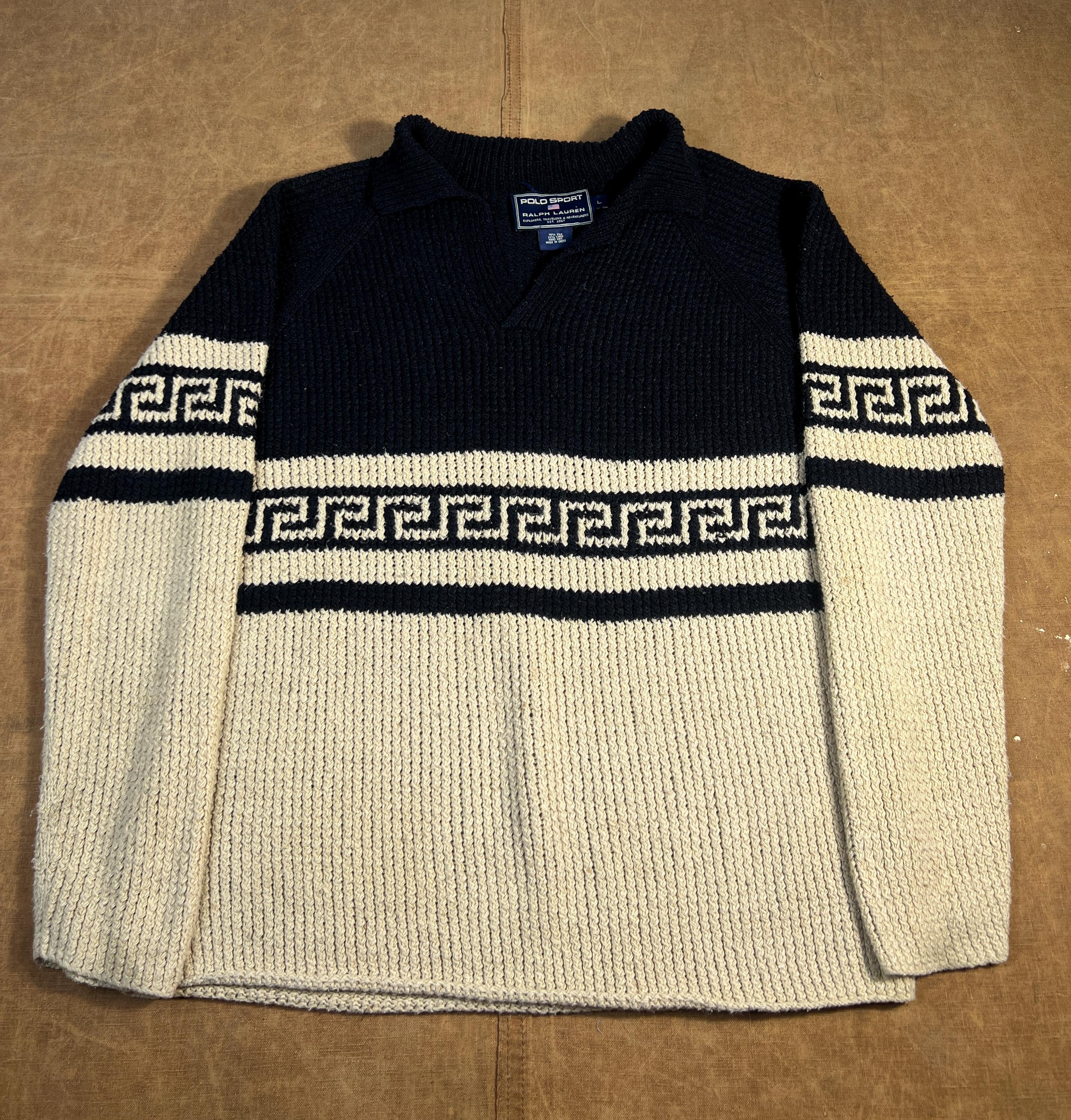 Vintage 90's Polo Ralph Lauren Polo Sport Abstract Pattern Ribbed