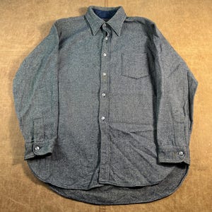 Vintage 80's Pendleton One Pocket Wool Board Shirt Made in USA Grey Button Up Shirt Extra Large