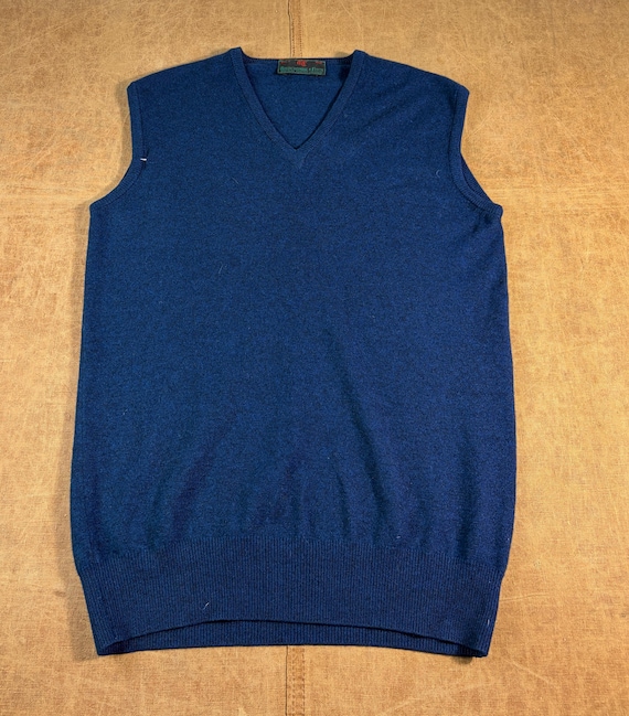 Abercrombie & Fitch, Vintage 80's Abercrombie & Fitch Scottish Cashmere Navy Knit Vest Large