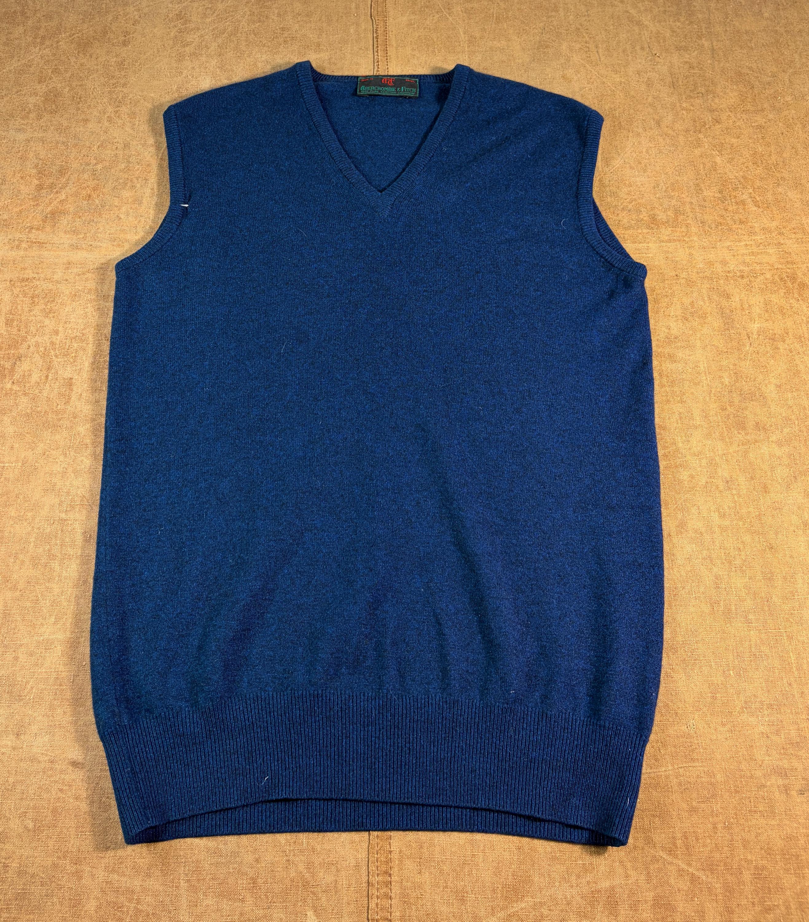 Abercrombie & Fitch, Vintage 80's Abercrombie & Fitch Scottish Cashmere Navy Knit Vest Large