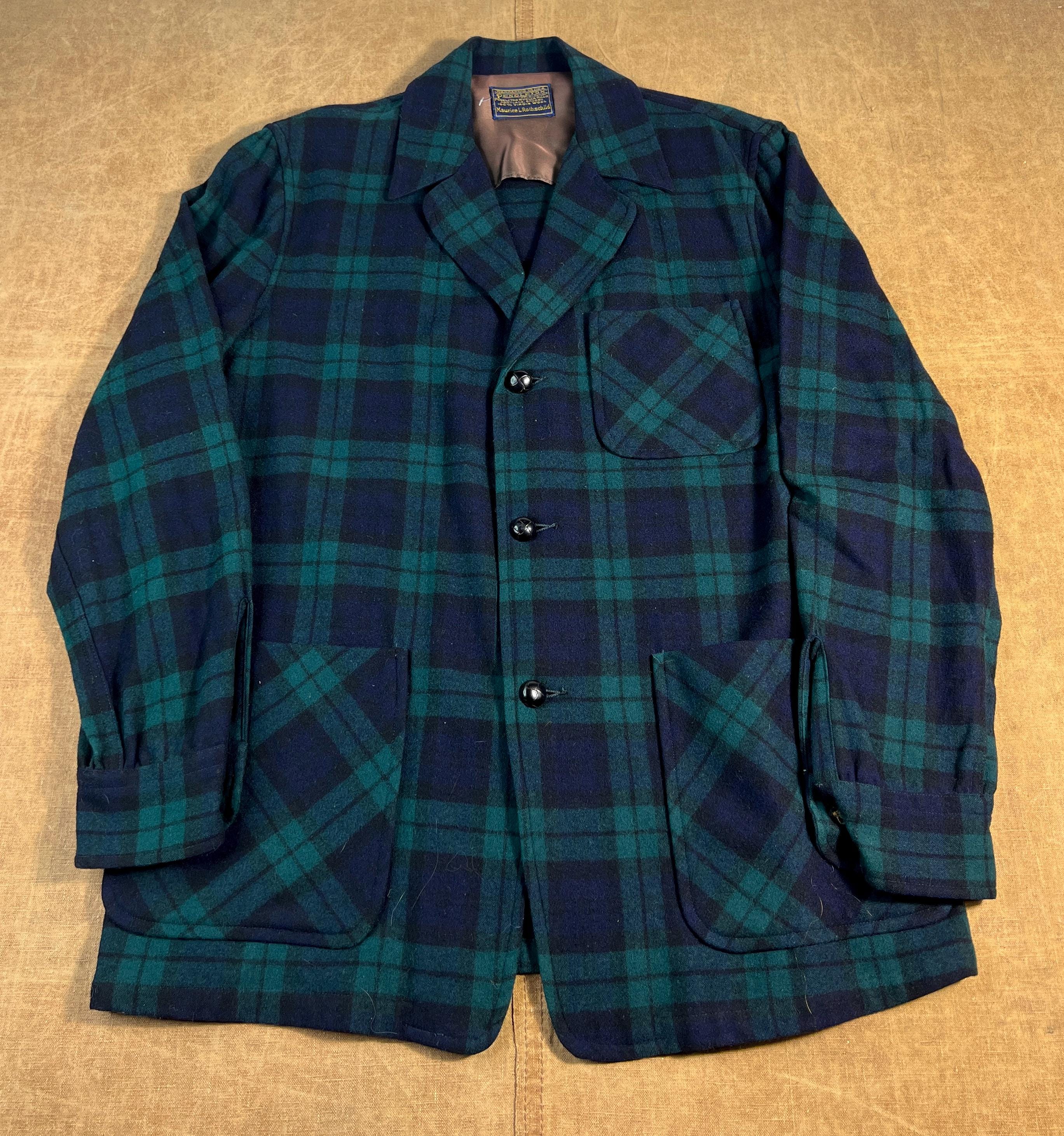 Vintage 60's Pendleton Three Pocket Plaid Pattern Virgin Wool