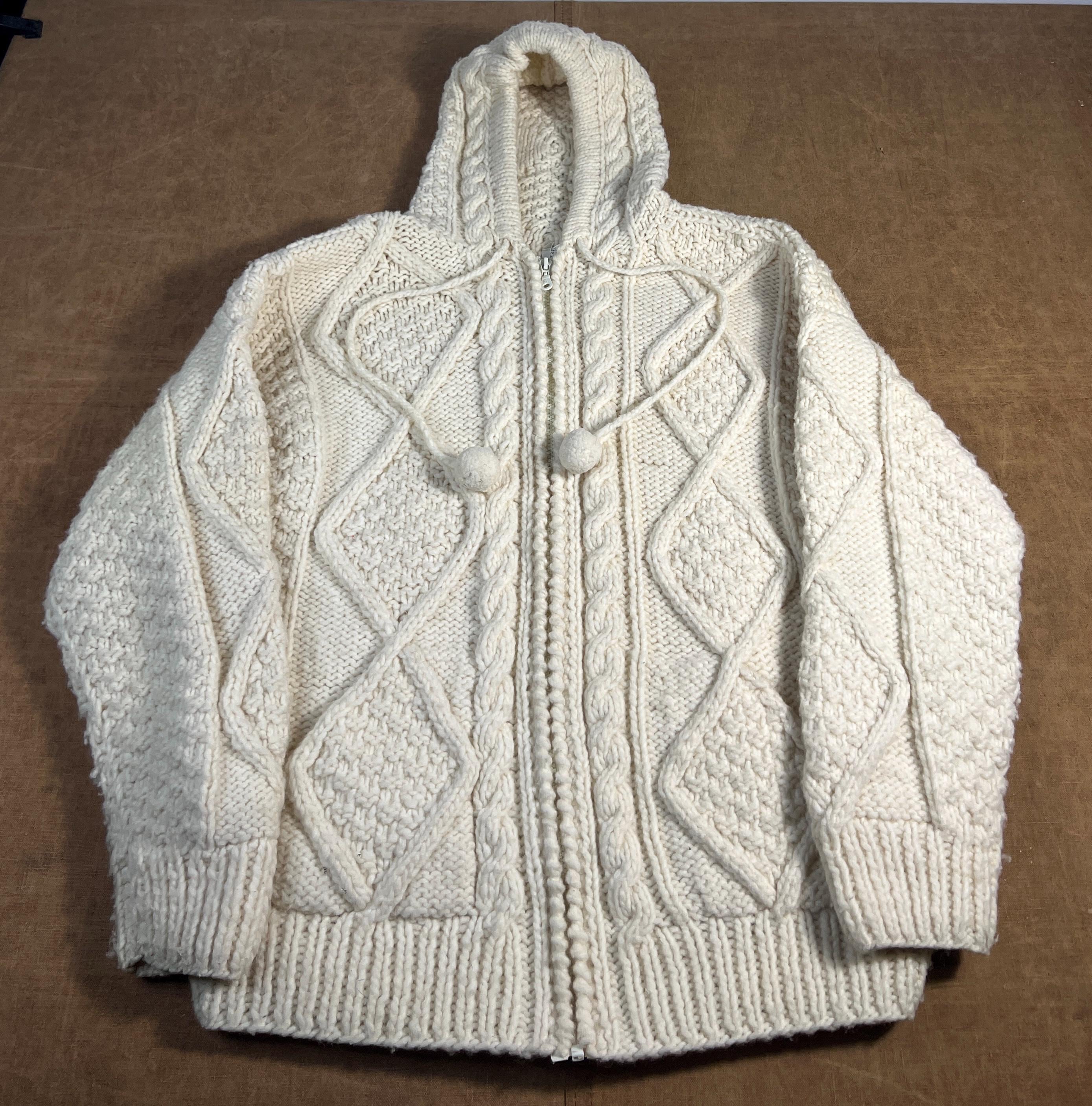 トップス 80s Ecuador knit Vintage 80s Ecuador Two Pocket Chunky Cable Wool Cotton Material