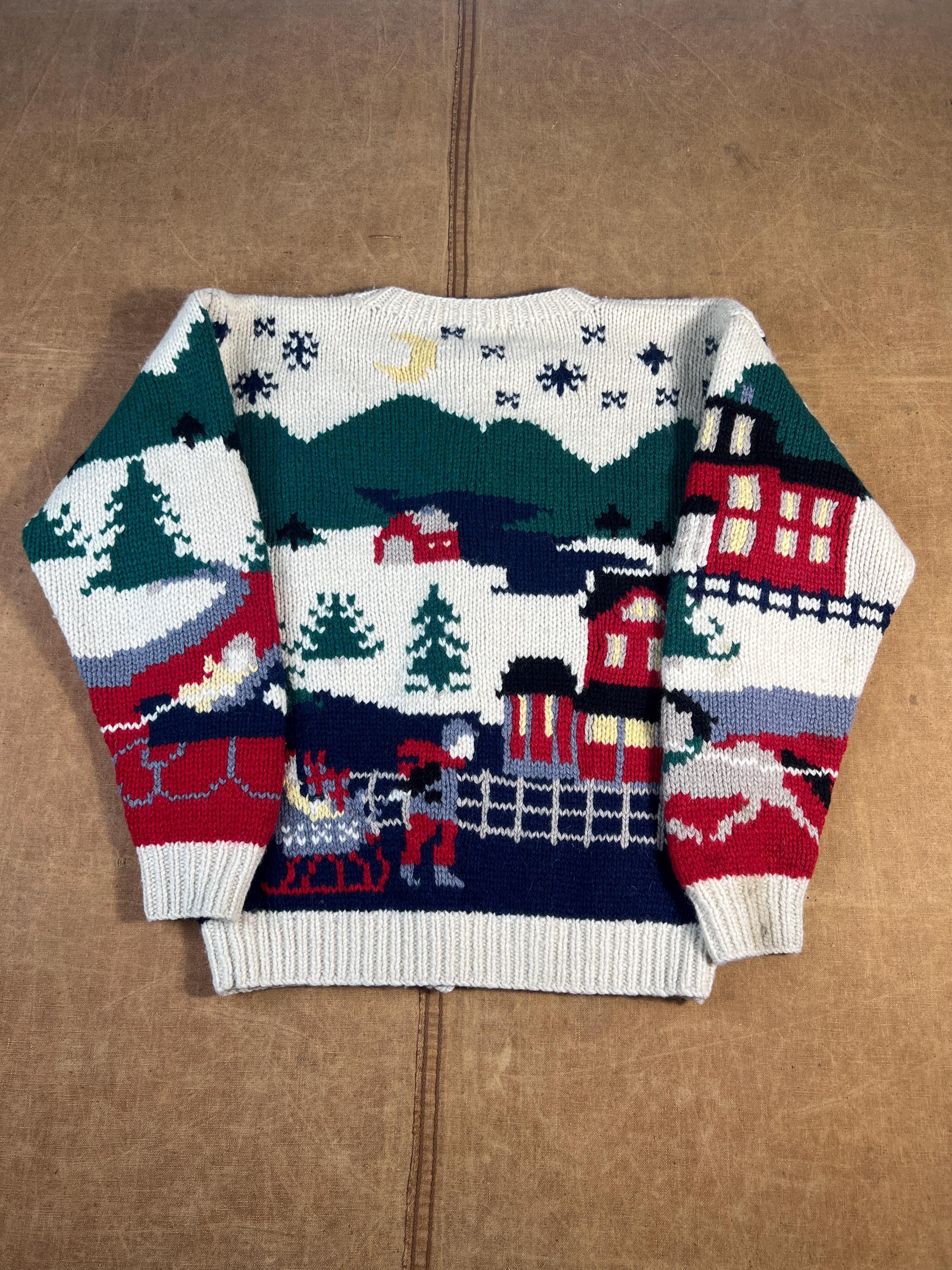 Vintage 80s Eddie Bauer Christmas Santa Claus Snowflake All Over
