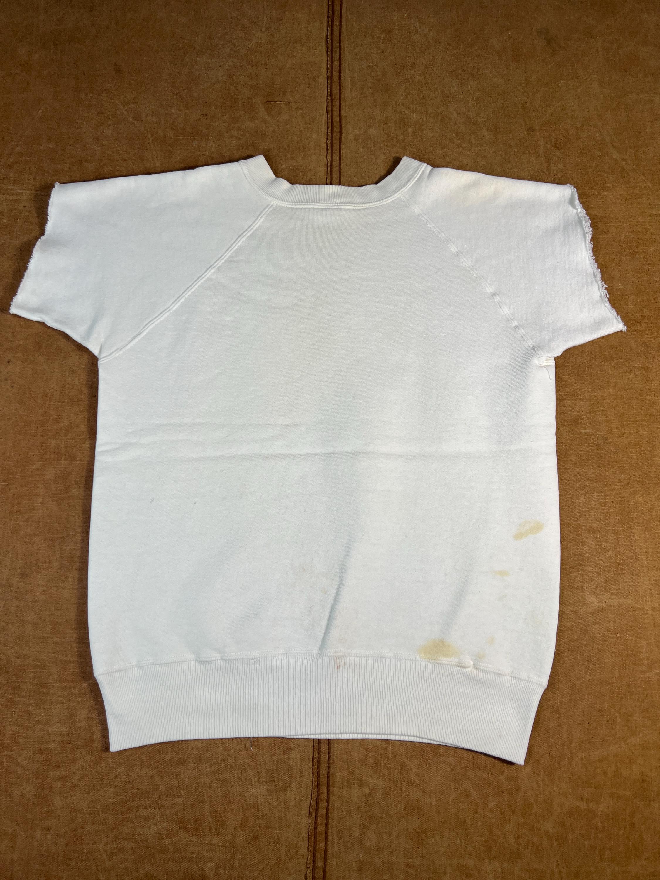 Vintage 50s Pennys Sweat Raglan Cotton Material Made in USA White