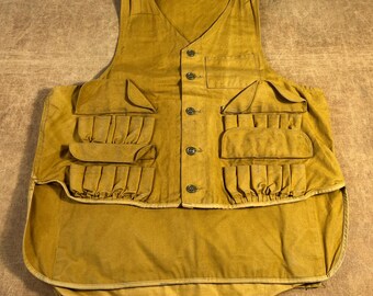 Small Vintage 1950-60s Sears & Roebuck Brown Canvas Hunting Vest 