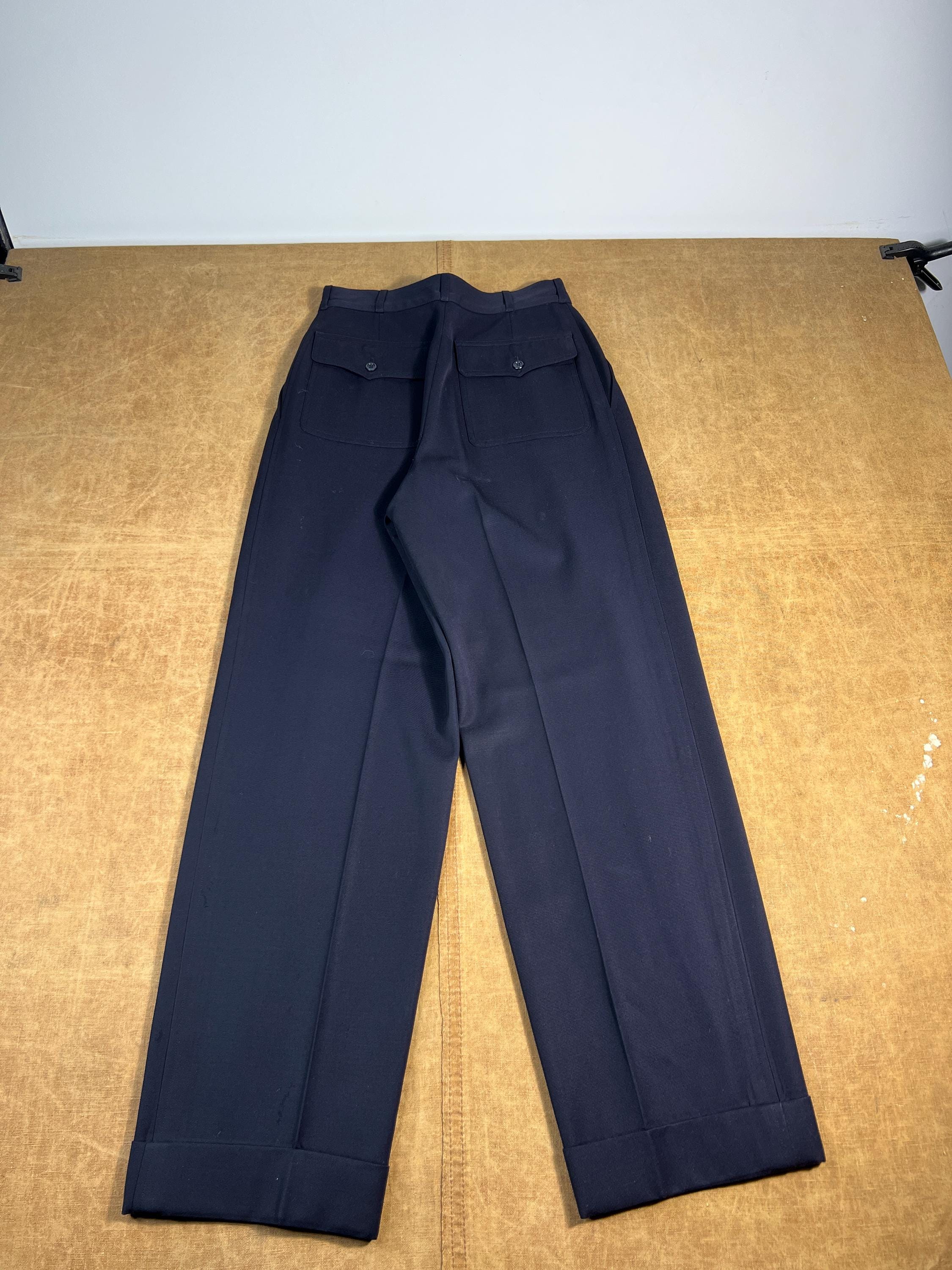 Vintage 60's Saint Laurent YSL Regular Fit Pleated Style Navy