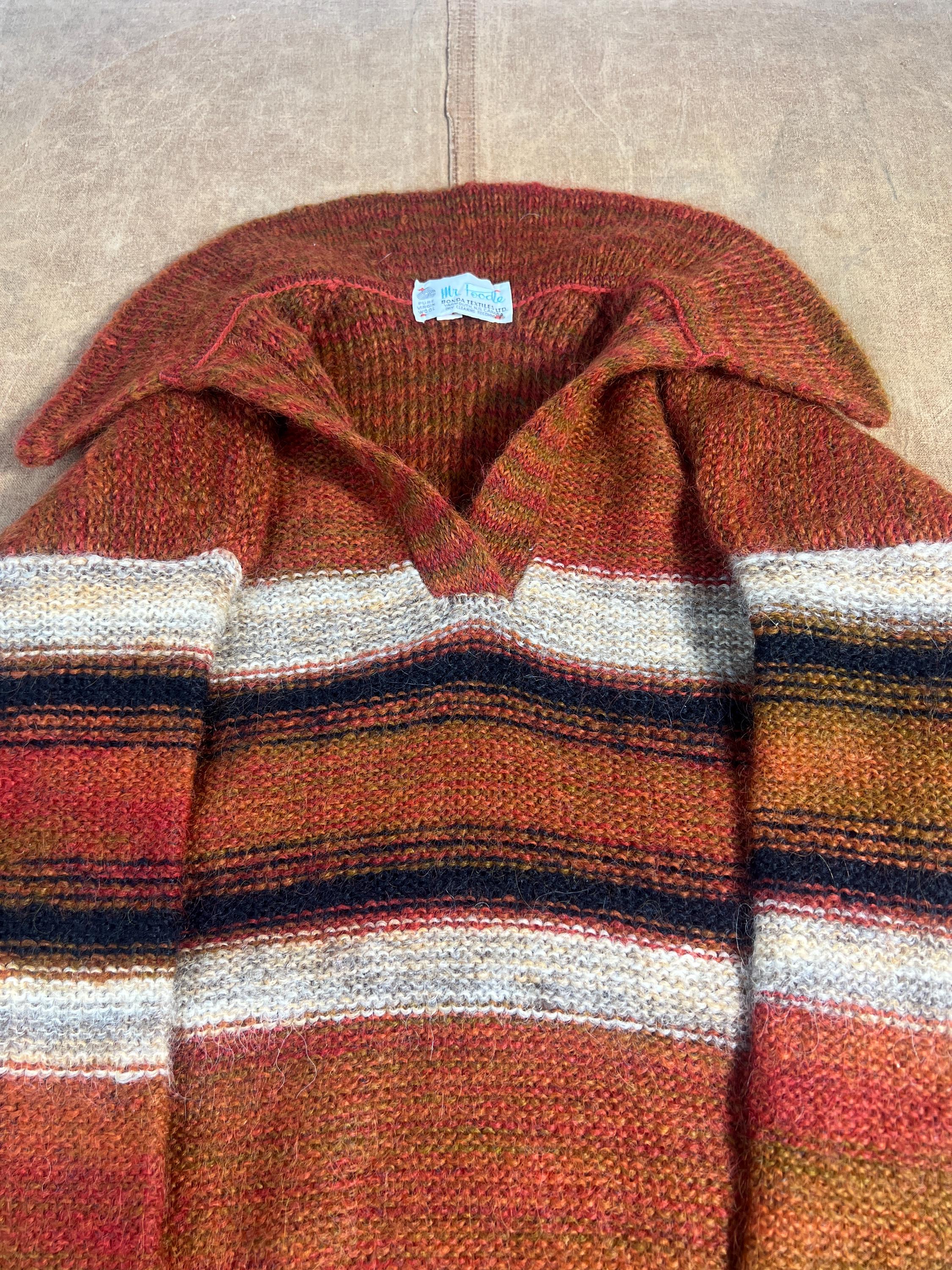 竜*猿様 60's VINTAGE BESPOKE RAGLAN LODEN C Vintage 60's 70's Mr Poodle Striped Pattern Shawl Collar Wool