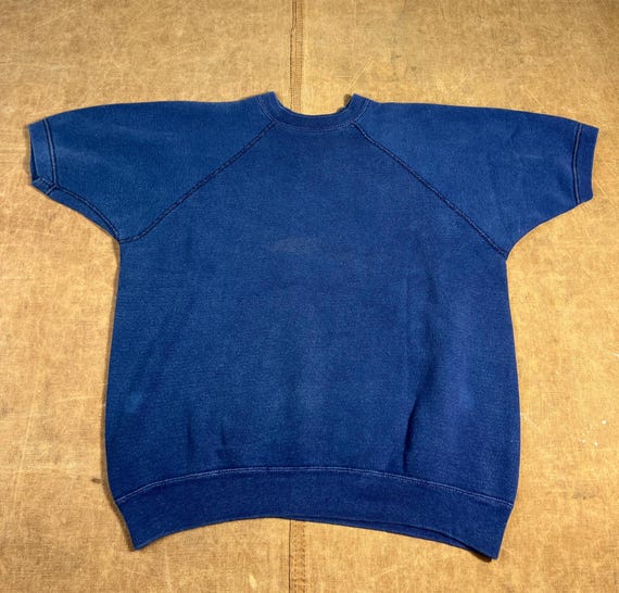Vintage 60s Blue Sweat Raglan Made in USA Sportswear Athletic Blue 