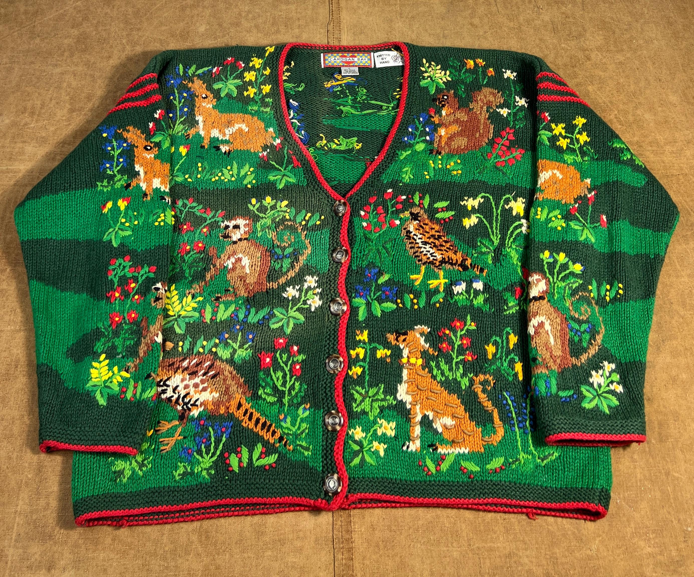 Vintage 80's 90's Rain Forest Cardigan Bay Animal Nature Picture