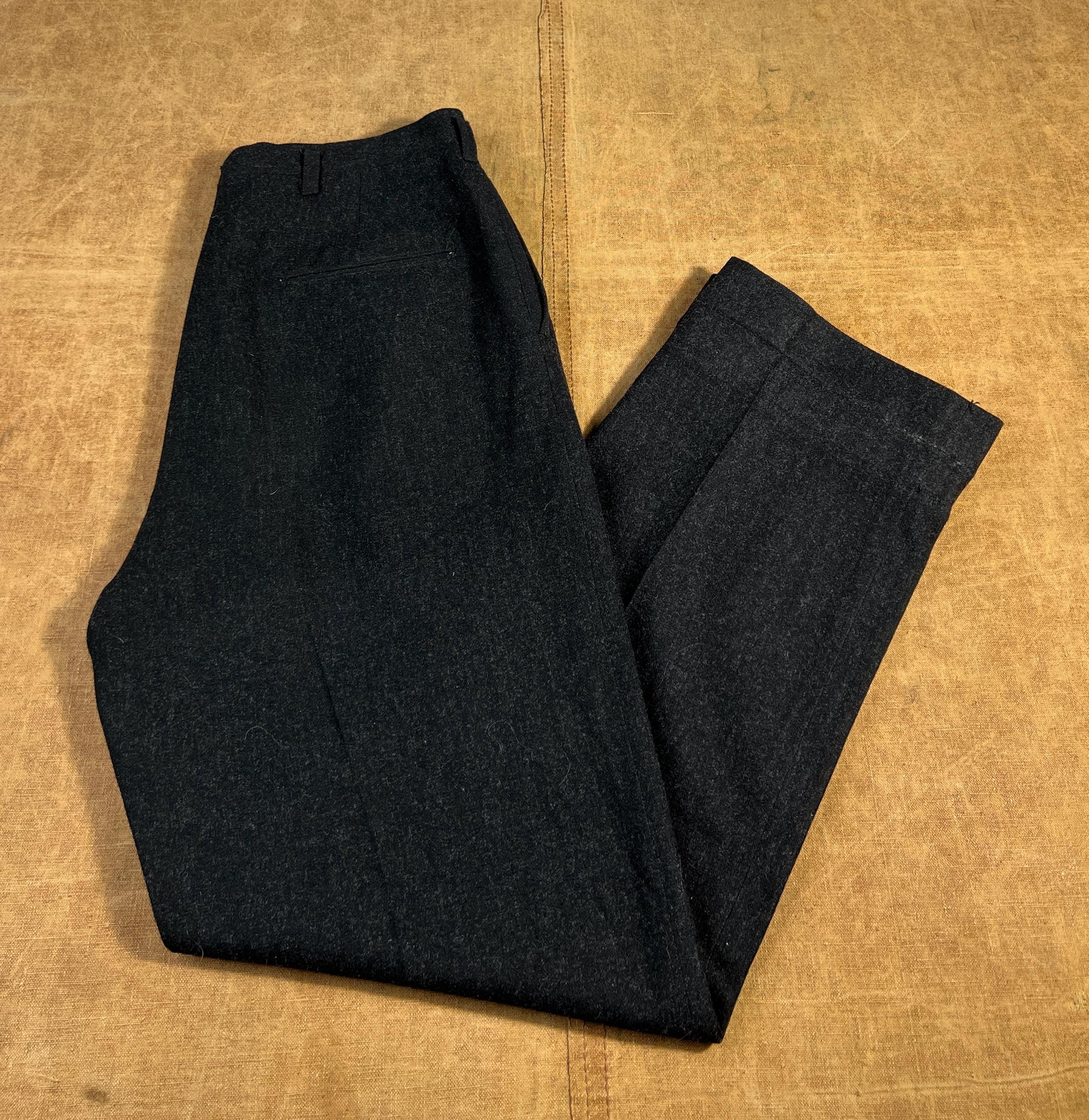 パンツ 50s- Business Style Pleated Fit Regular Pants Slacks Wool 50's Vintage slacks wool wide black パンツ