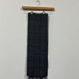 Vintage 90's Polo Ralph Lauren Plaid Small Pony Wool Nylon Grey Scarf OSFA