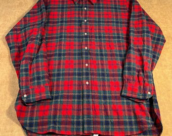 Camisa Pendleton vintage de los 70/80, con un bolsillo, estampado de cuadros, lana virgen, fabricada en EE. UU., roja, abotonada, talla extragrande.