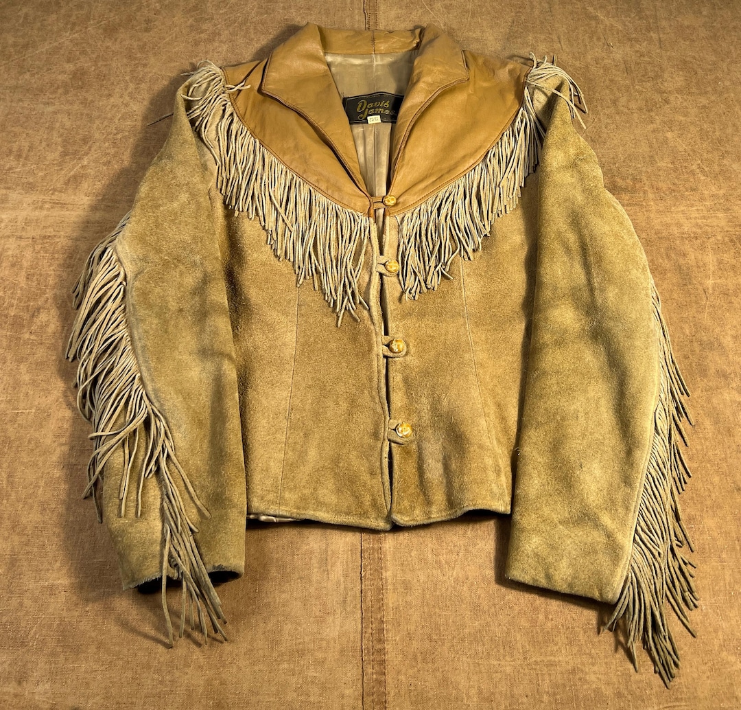 Vintage 70's 80's David James Suede Leather Fringe Style Made in