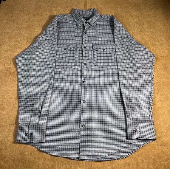 Banana Republic, Vintage 90’s Banana Republic Cotton And Wool Houndstooth Two Pocket Plaid Pattern Casual Preppy Dead Stock Button Up Shirt Large Mens