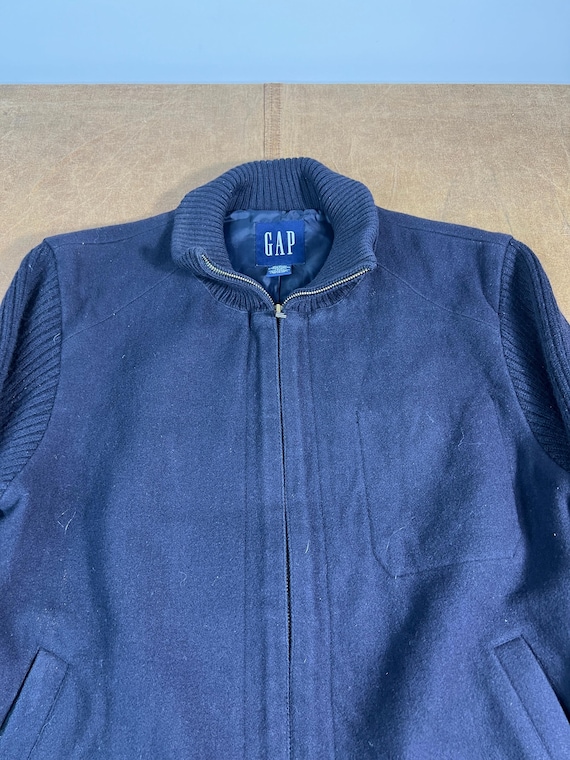 Vintage 90s Gap Two Pocket Wool Suede Motorcycle Sweater Biker