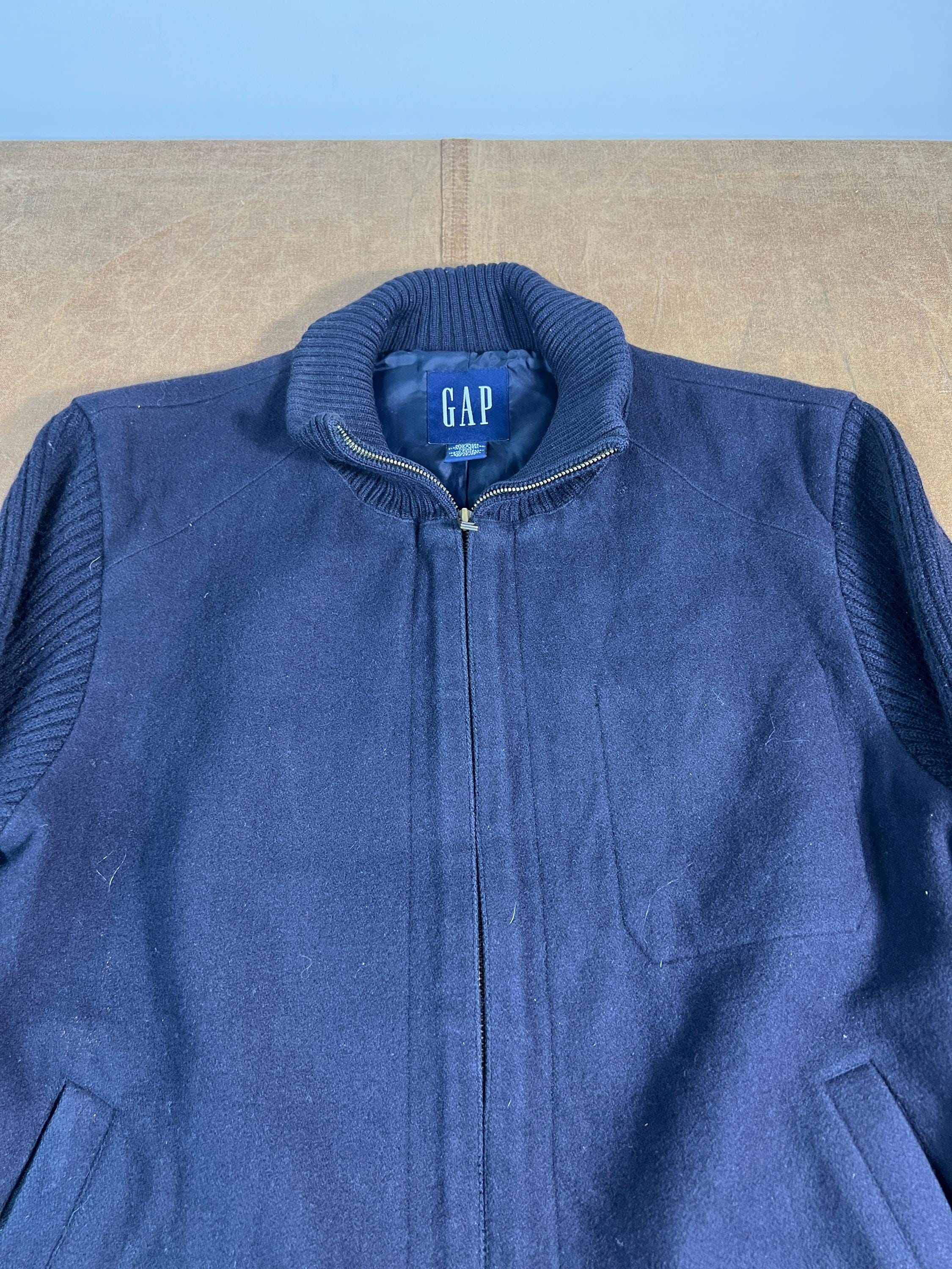 Vintage 90s Gap Two Pocket Wool Suede Motorcycle Sweater Biker Vintage 90s Gap Two Pocket Wool Suede Motorcycle Sweater Biker