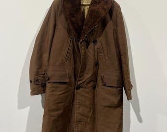 Vintage 50s 1950s French Leather Barnstormer Canadienne Coat