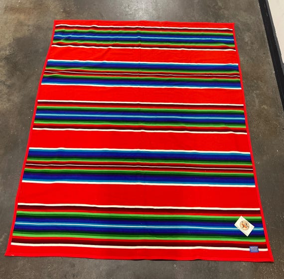 Vintage 80's Beaver State Pendleton Indian Blanket Striped Pattern