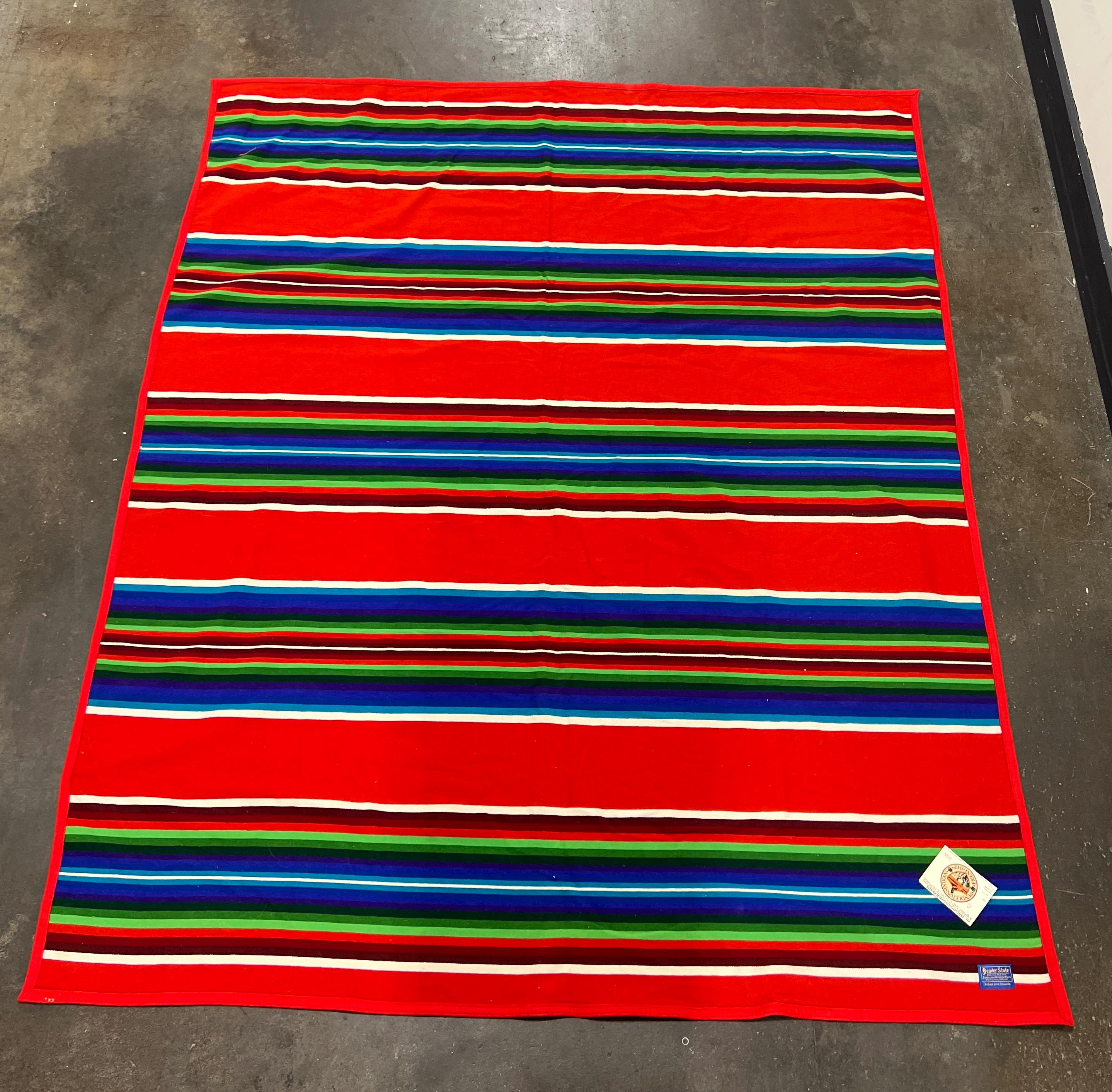 Vintage 80's Beaver State Pendleton Indian Blanket Striped Pattern