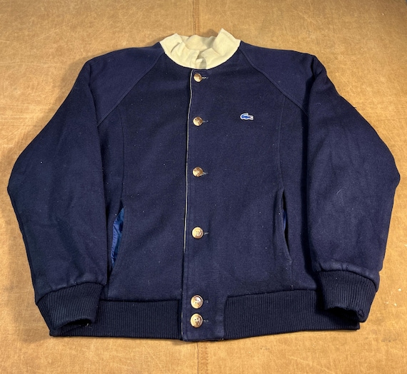 Vintage 80's Izod Lacoste Reversible Wool Cotton Reversible Bomber