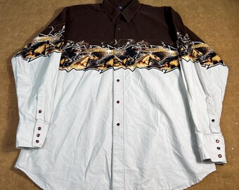 Vintage 80's 90's Pan Handle Slim Two Pocket Pearl Snap Western