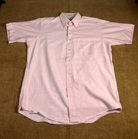 L.L.Bean, Vintage 80's 90’s LL Bean One Pocket Basic Blank Essential Made in USA Casual Pink Button Up Shirt Extra Large Mens